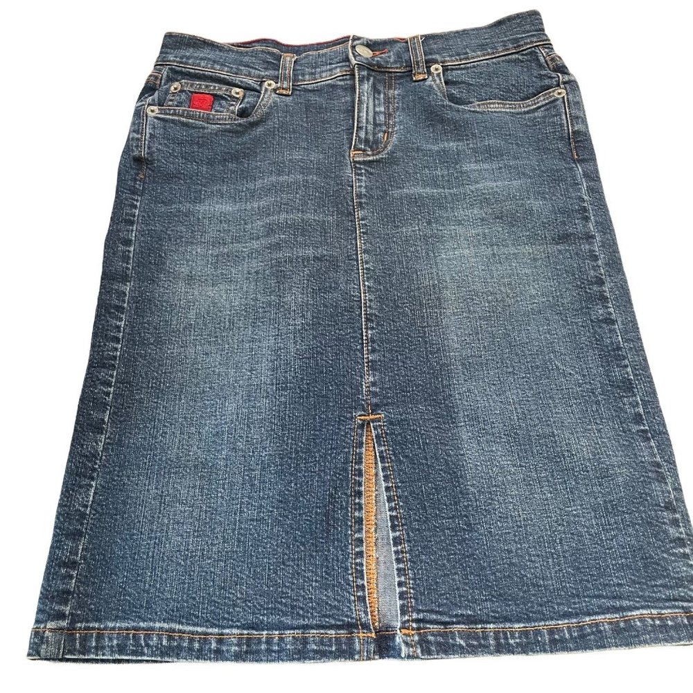 Bongo Jean Skirt vintage 90s denim size 3 pencil skirt with front slit